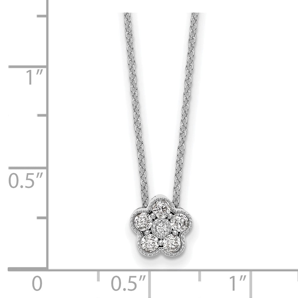 14K White Gold True Origin 1/4 Carat Lab Grown Diamond Vs Def 18 Inch Floral Pendant Necklace