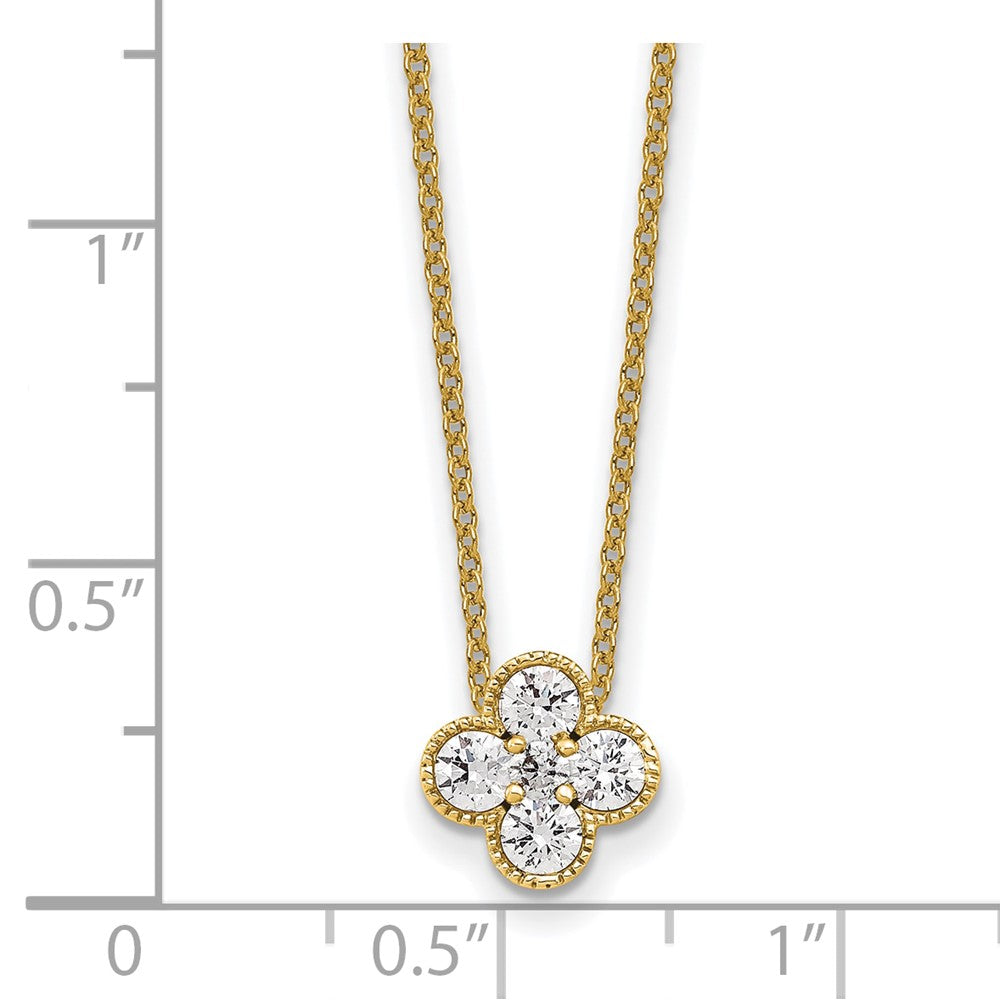 14K Yellow Gold True Origin 1/2 Carat Lab Grown Diamond Vs Def 18 Inch Bloom Floral Pendant Necklace