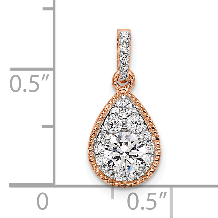14k Rose Gold 1/2 Ct. Lab Grown Diamond VS/SI+ G+ Teardrop Dangle Pendant