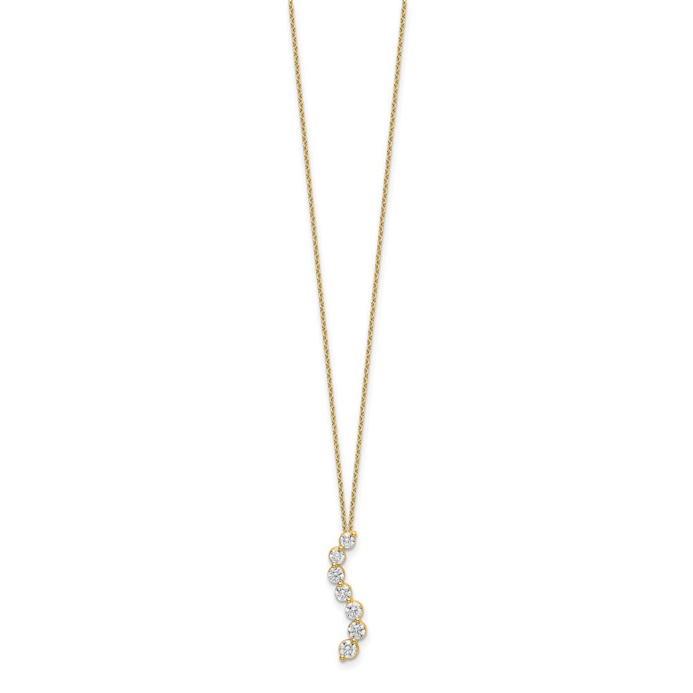 14k Yellow Gold White 3/4 Ct. Lab Grown Diamond VS/SI+ G+ 18 inch Seven Stone Curved Bar Pendant Necklace