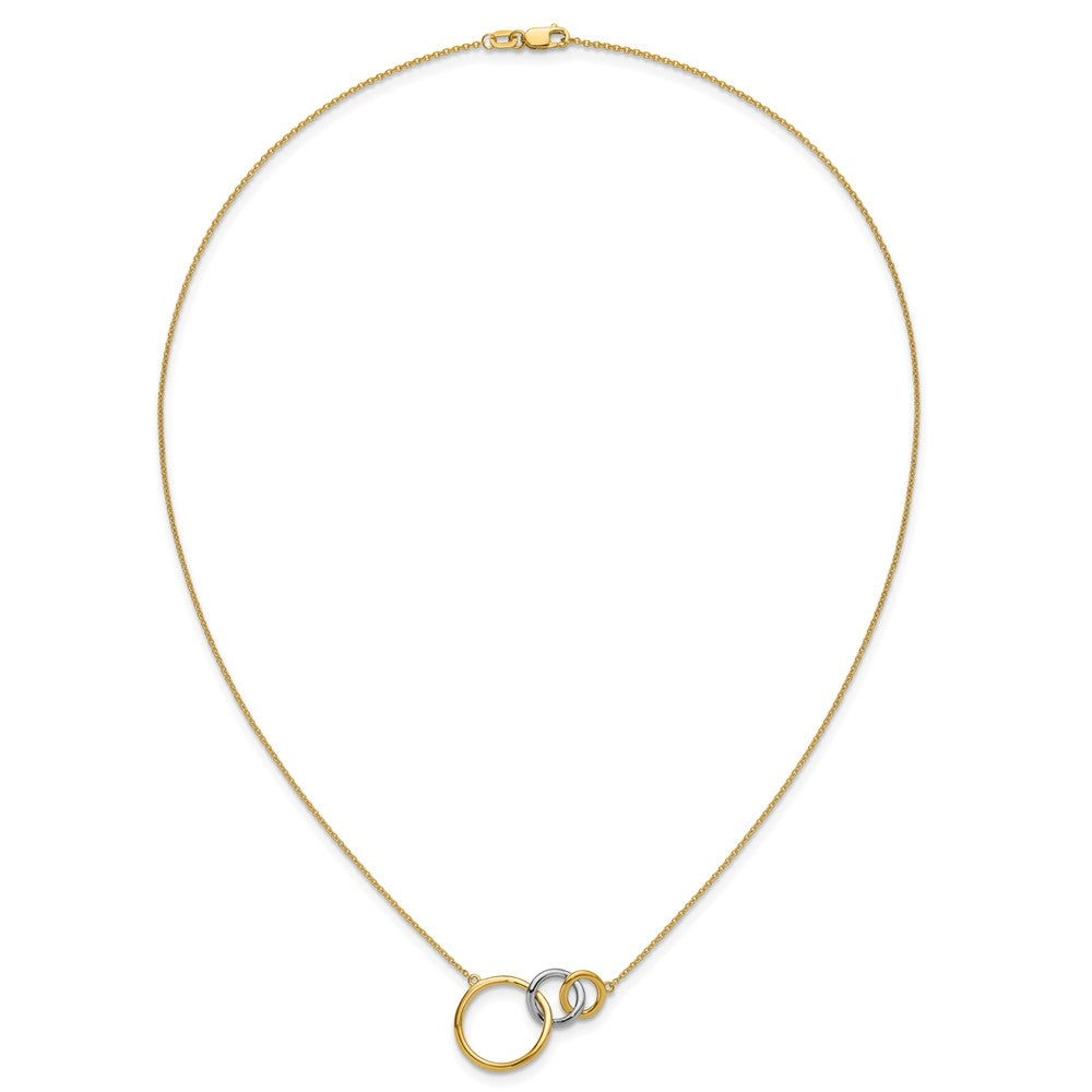 14K Two Tone Polished Triple Interlocked Circles 18 Inch Necklace