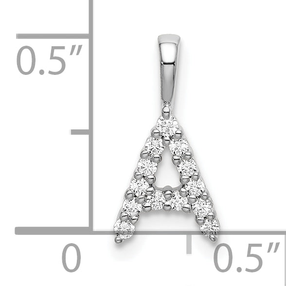 14k White Gold 1/8 Ct. Lab Grown Diamond VS/SI+ G+ Letter A Initial Pendant
