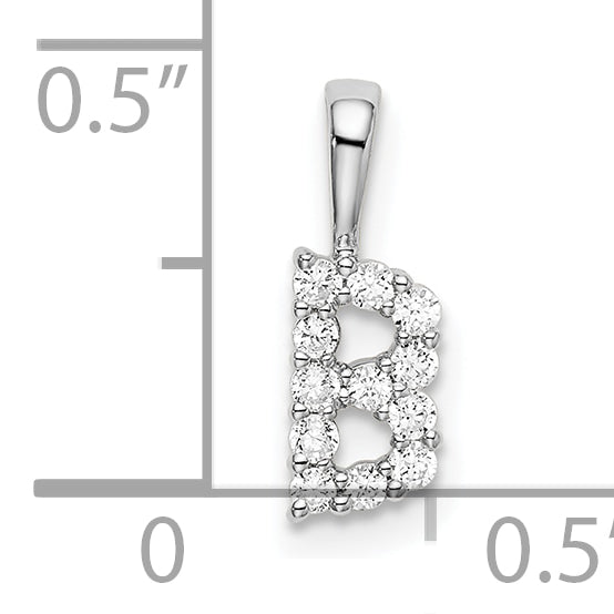 14k White Gold 1/8 Ct. Lab Grown Diamond VS/SI+ G+ Letter B Intitial Pendant