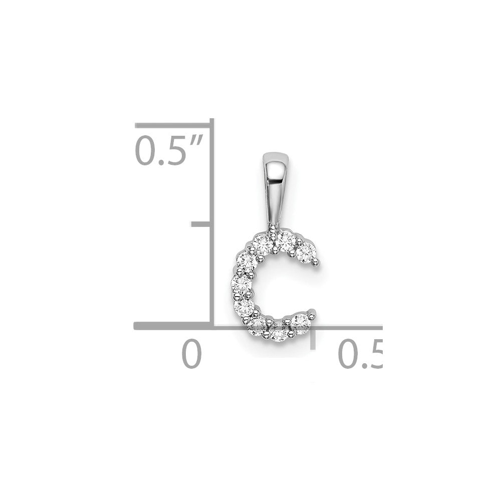 14k White Gold 1/10 Ct. Lab Grown Diamond VS/SI+ G+ Letter C Initial Pendant