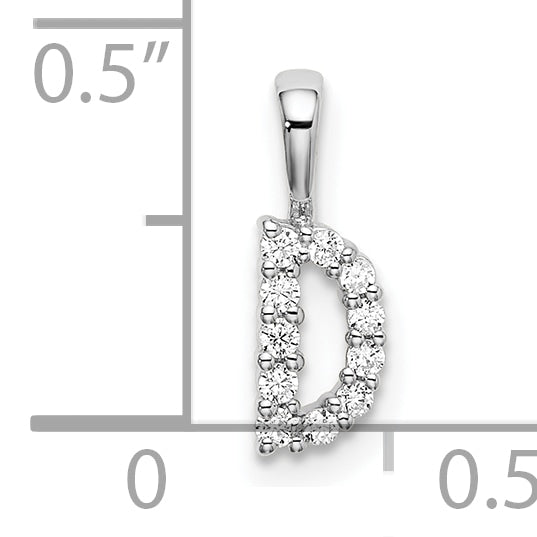 14k White Gold 1/10 Ct. Lab Grown Diamond VS/SI+ G+ Letter D Initial Pendant