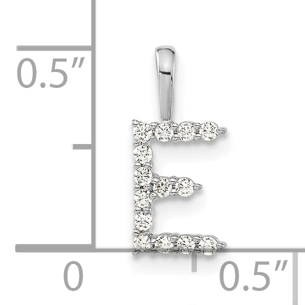 14k White Gold 1/8 Ct. Lab Grown Diamond VS/SI+ G+ Letter E Initial Pendant