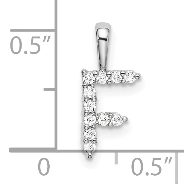 14k White Gold 1/8 Ct. Lab Grown Diamond VS/SI+ G+ Letter F Initial Pendant