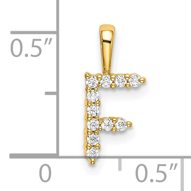 14k Yellow Gold 1/8 Ct. Lab Grown Diamond VS/SI+ G+ Letter F Initial Pendant