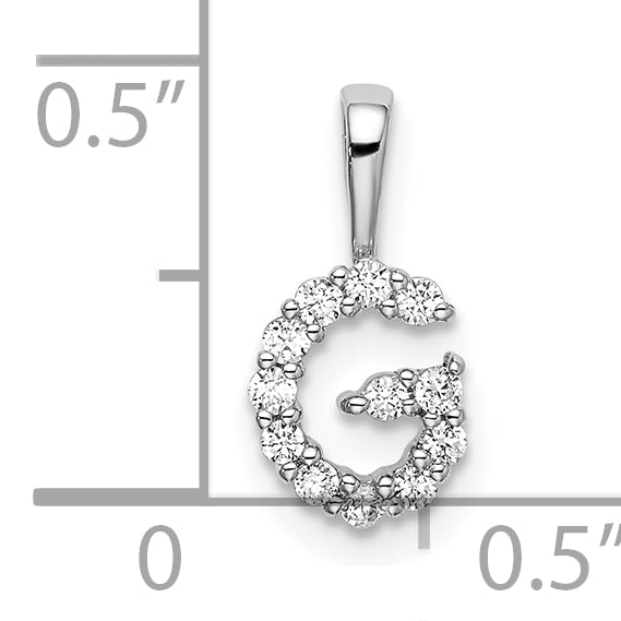 14k White Gold 1/8 Ct. Lab Grown Diamond VS/SI+ G+ Letter G Intitial Pendant