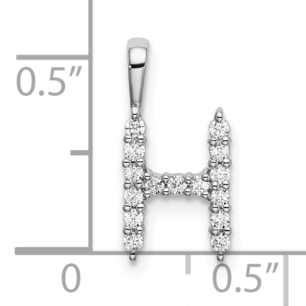 14k White Gold 1/6 Ct. Lab Grown Diamond VS/SI+ G+ Letter H Initial Pendant