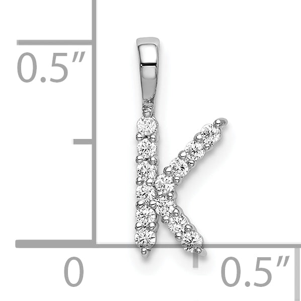 14k White Gold 1/8 Ct. Lab Grown Diamond VS/SI+ G+ Letter K Initial Pendant
