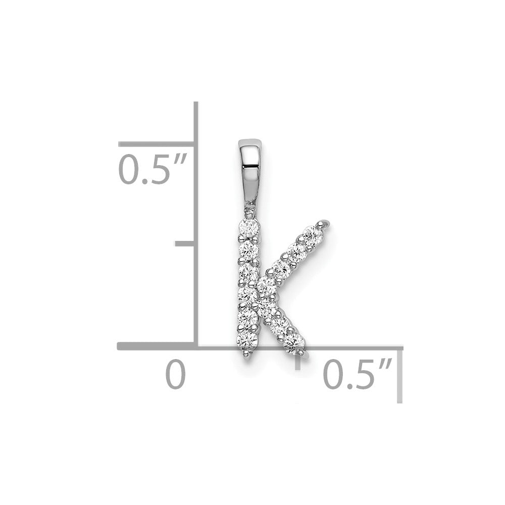 14k White Gold 1/8 Ct. Lab Grown Diamond VS/SI+ G+ Letter K Initial Pendant