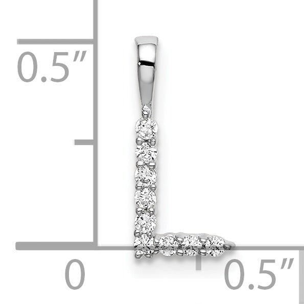 14k White Gold 1/10 Ct. Lab Grown Diamond VS/SI+ G+ Letter L Initial Pendant