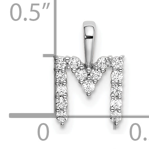 14k White Gold 1/6 Ct. Lab Grown Diamond VS/SI+ G+ Letter M Initial Pendant