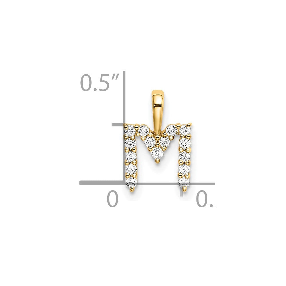 14k Yellow Gold 1/6 Ct. Lab Grown Diamond VS/SI+ G+ Letter M Initial Pendant
