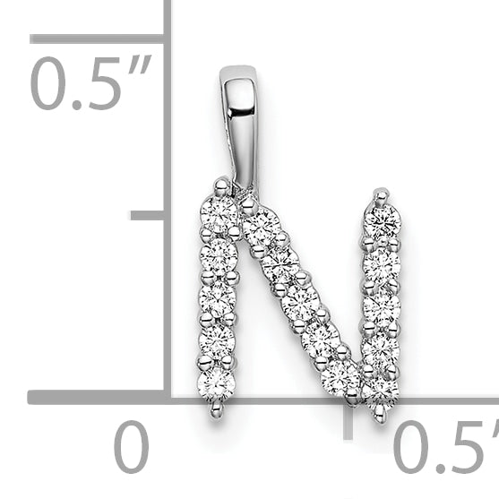 14k White Gold 1/6 Ct. Lab Grown Diamond VS/SI+ G+ Letter N Initial Pendant