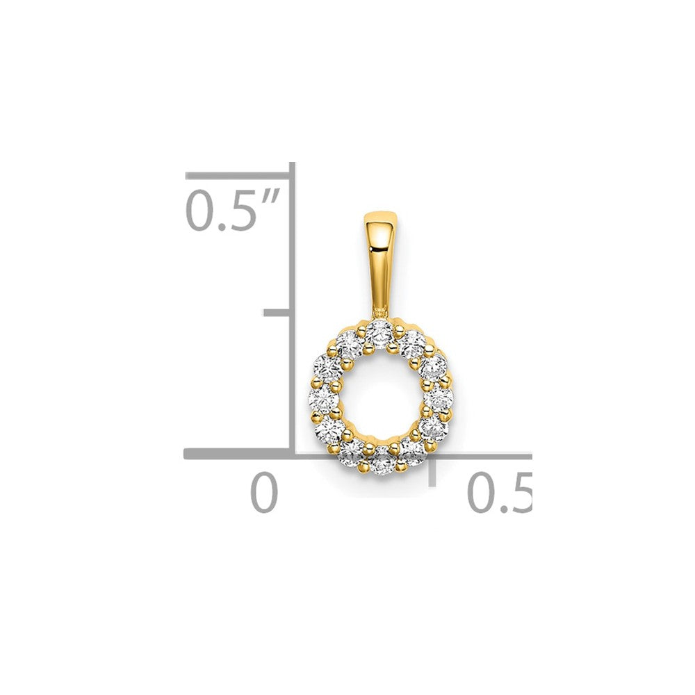 14k Yellow Gold 1/8 Ct. Lab Grown Diamond VS/SI+ G+ Letter O Intitial Pendant