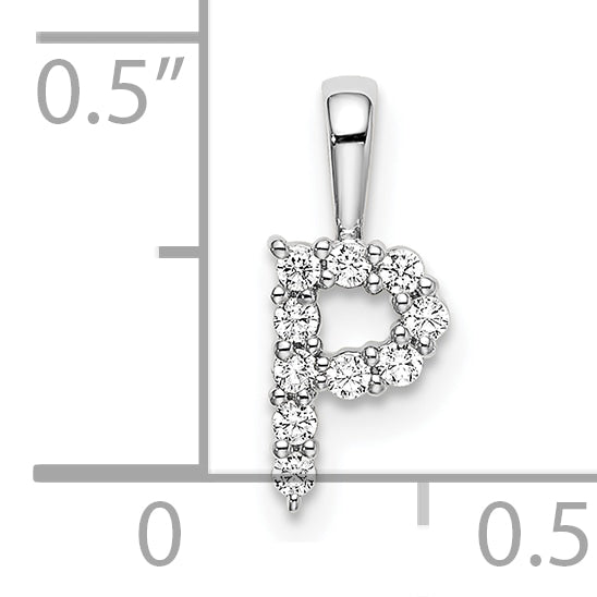 14k White Gold 1/10 Ct. Lab Grown Diamond VS/SI+ G+ Letter P Initial Pendant