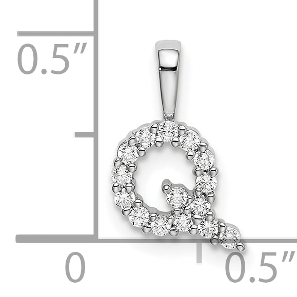 14k White Gold 1/6 Ct. Lab Grown Diamond VS/SI+ G+ Letter Q Initial Pendant