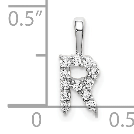 14k White Gold 1/8 Ct. Lab Grown Diamond VS/SI+ G+ Letter R Initial Pendant