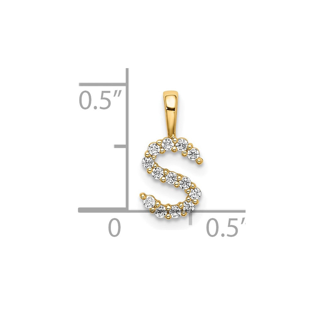 14k Yellow Gold 1/8 Ct. Lab Grown Diamond VS/SI+ G+ Letter S Initial Pendant