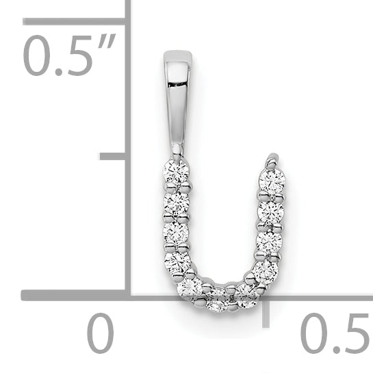 14k White Gold 1/8 Ct. Lab Grown Diamond VS/SI+ G+ Letter U Initial Pendant