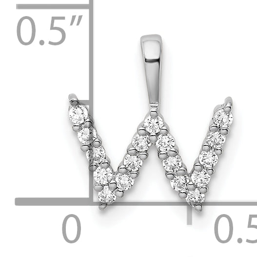 14k White Gold 1/6 Ct. Lab Grown Diamond VS/SI+ G+ Letter W Initial Pendant