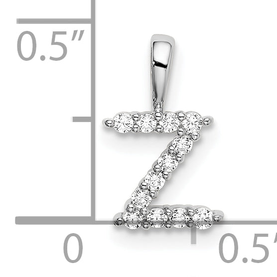 14k White Gold 1/8 Ct. Lab Grown Diamond VS/SI+ G+ Letter Z Intitial Pendant