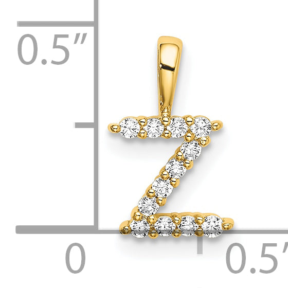 14k Yellow Gold 1/8 Ct. Lab Grown Diamond VS/SI+ G+ Letter Z Intitial Pendant