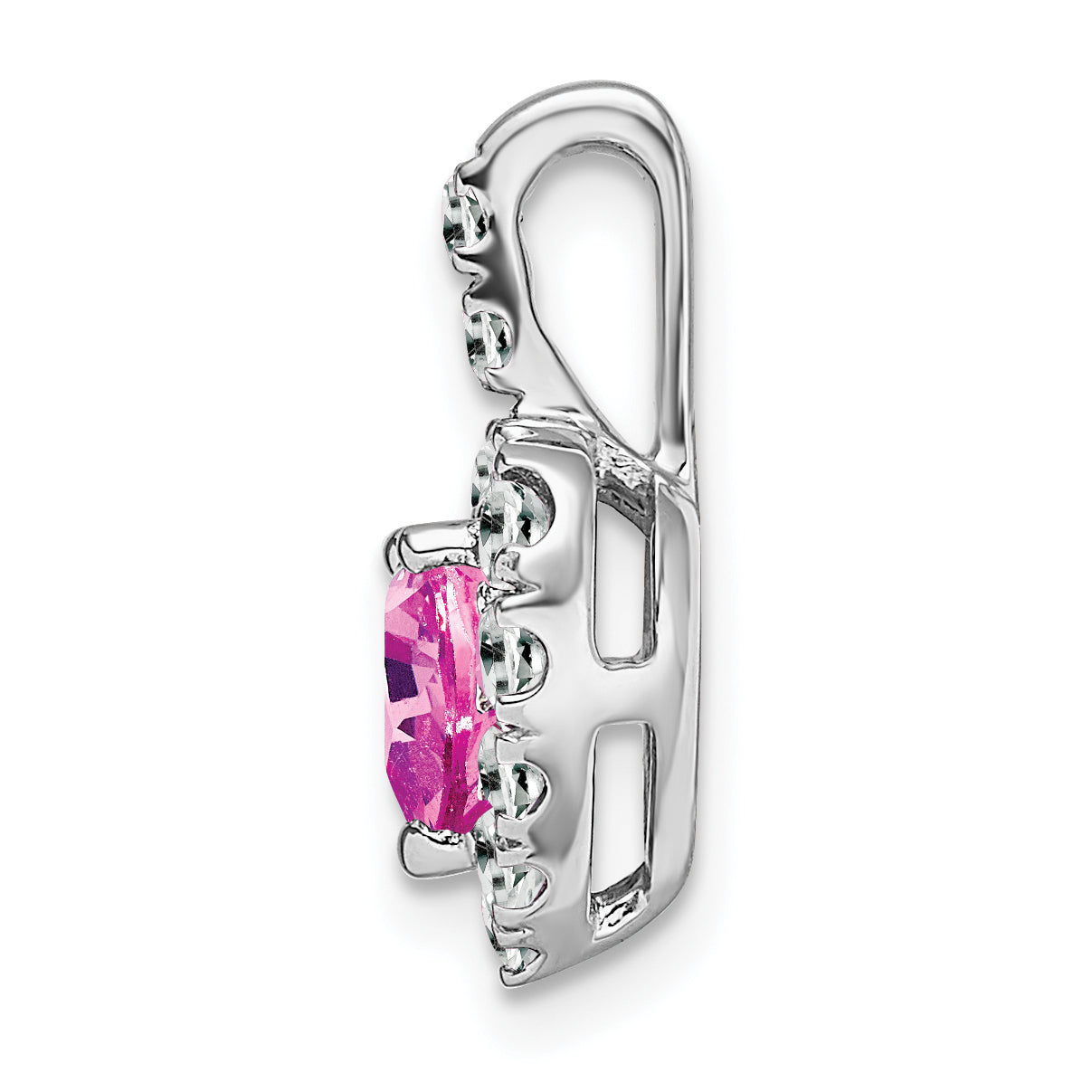 14k White Gold 14k White Gold Creat. Pink Sapphire/White Topaz Halo Heart Pendant