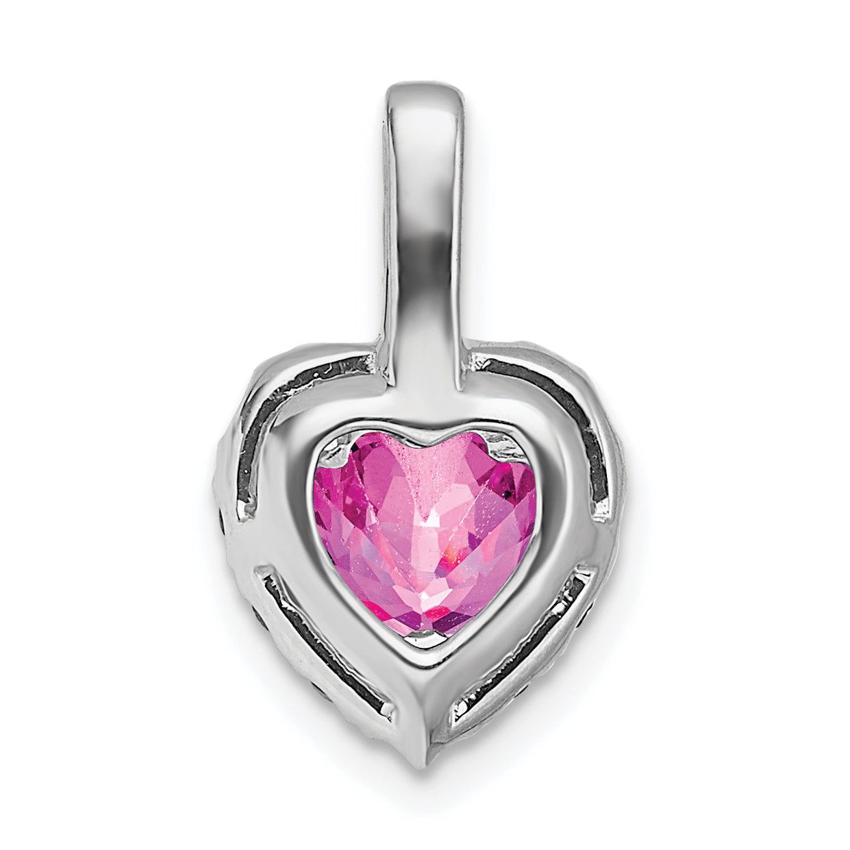 14k White Gold 14k White Gold Creat. Pink Sapphire/White Topaz Halo Heart Pendant