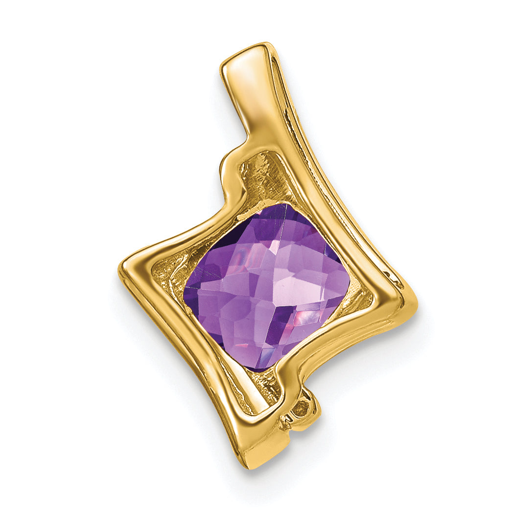10K Yellow Gold Amethyst And Diamond Pendant