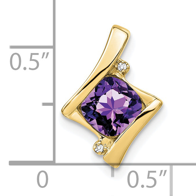 10K Yellow Gold Amethyst And Diamond Pendant