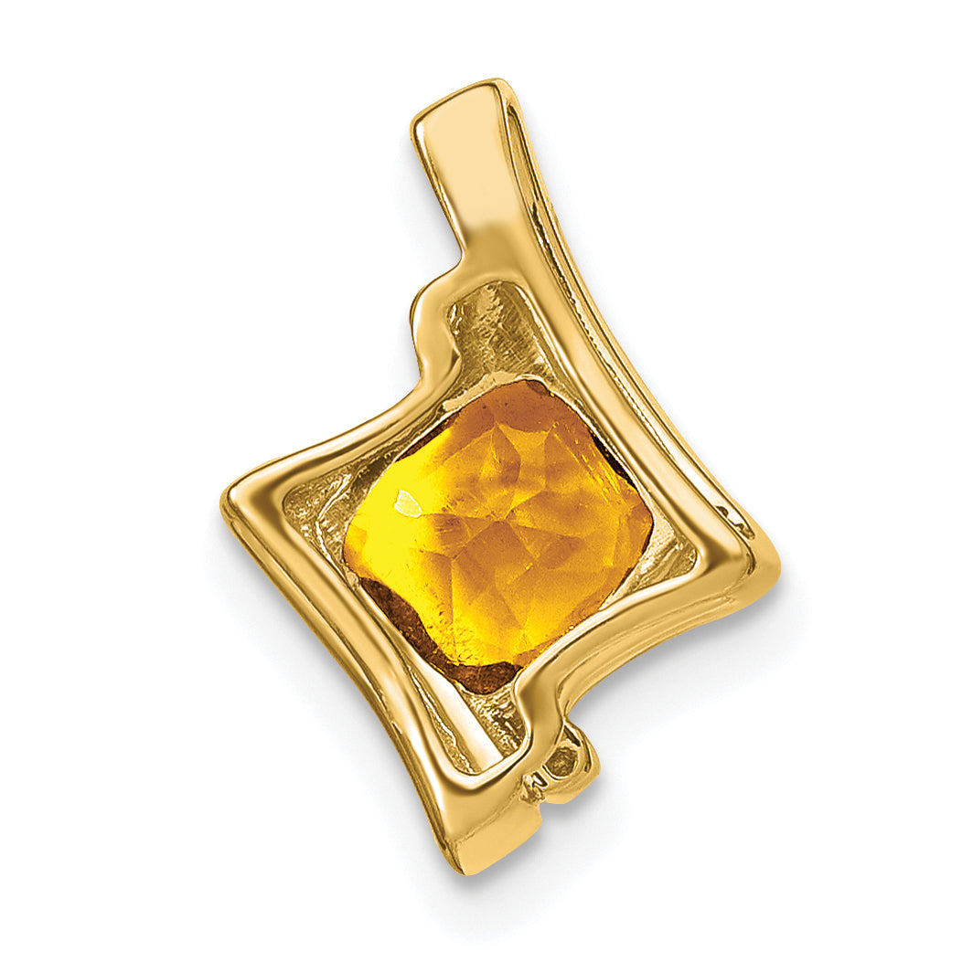 10K Yellow Gold Citrine And Diamond Pendant