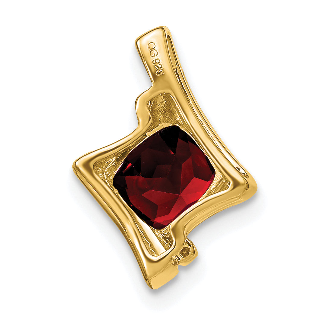 10K Yellow Gold Garnet And Diamond Pendant