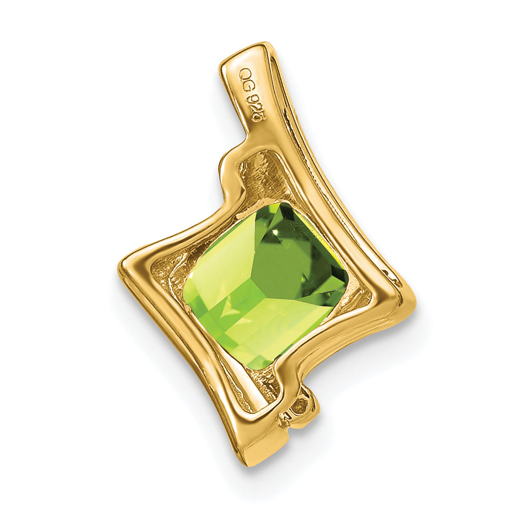 10K Yellow Gold Peridot And Diamond Pendant