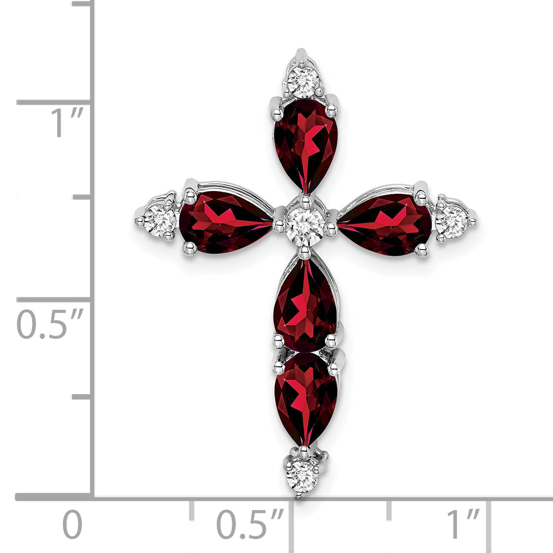 10K White Gold 10K Garnet And Diamond Cross Chain Slide