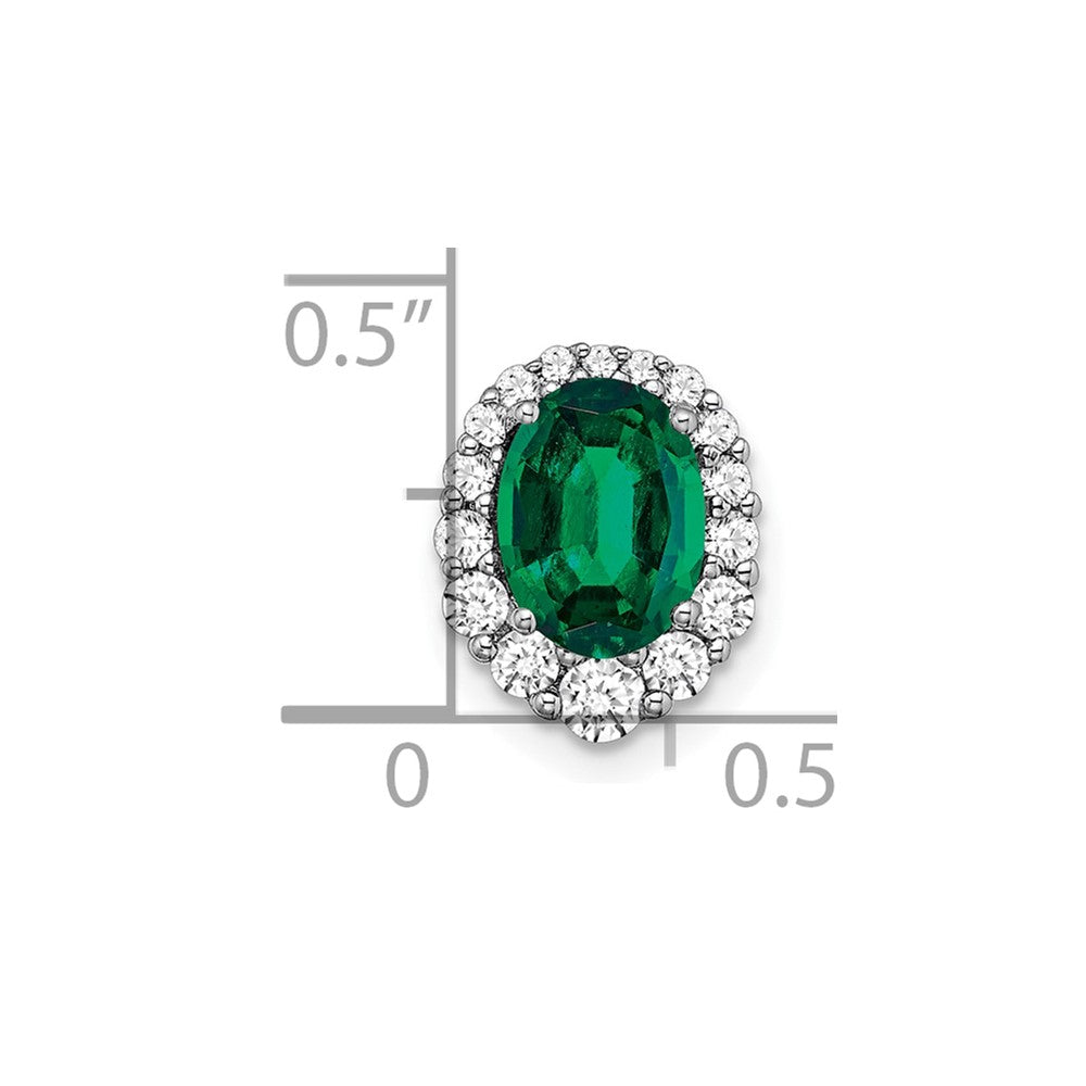 14k White Gold 1/3 Ct. Lab Grown Diamond VS/SI+ G+ and Lab Created Emerald Halo Chain Slide Pendant