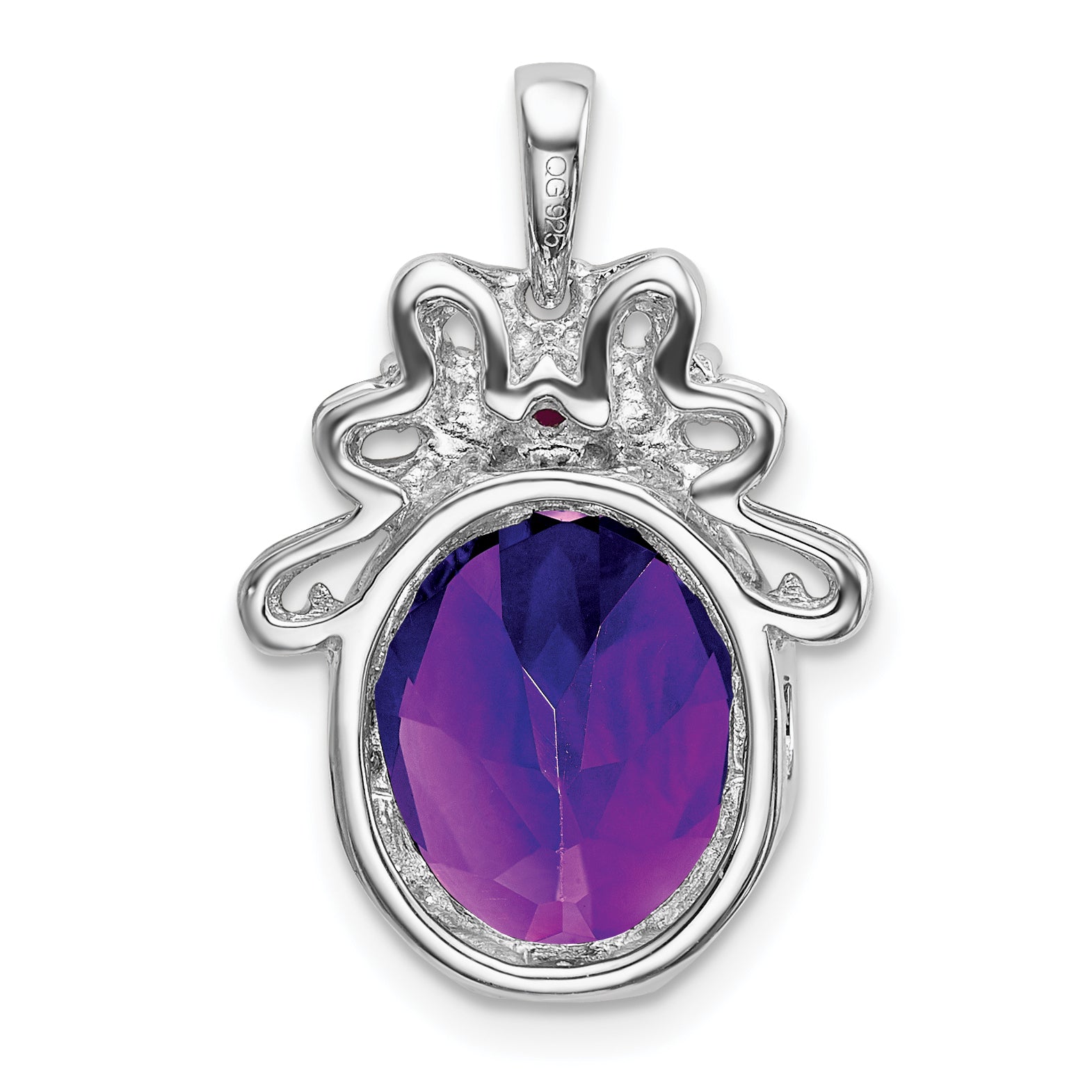 Sterling Silver Amethyst Ruby And Sapphire Pendant
