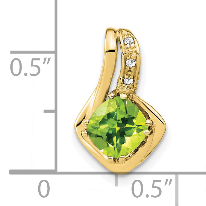 10K Yellow Gold Peridot And Diamond Pendant