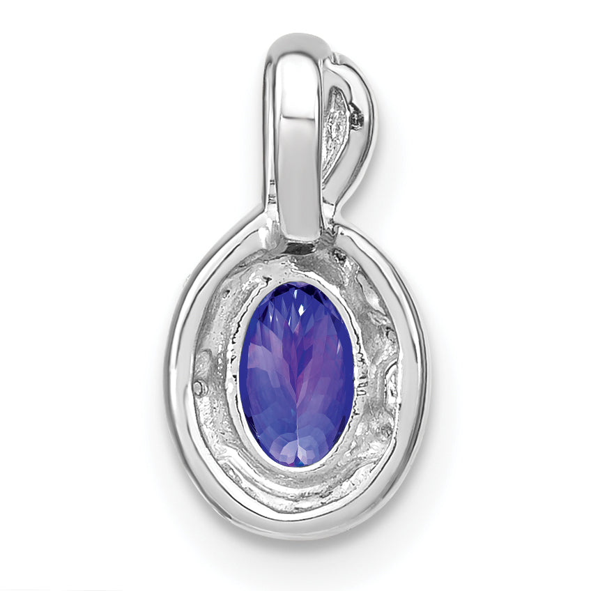 14K White Gold Oval Tanzanite And Diamond Pendant