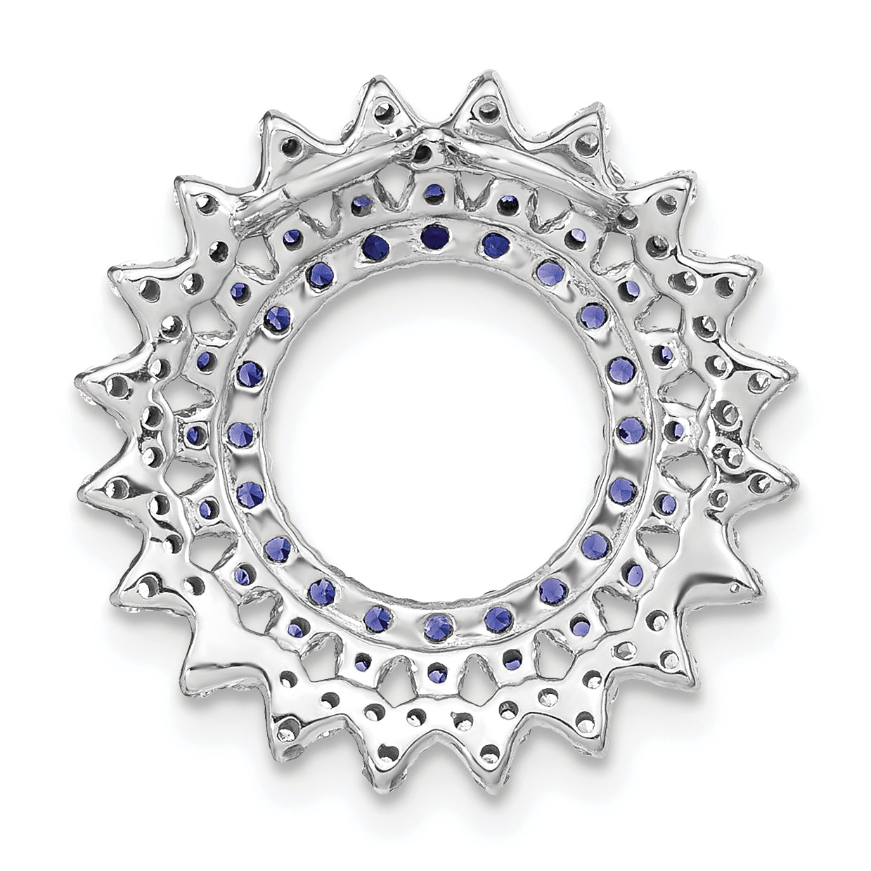 14k White Gold 14k White Gold Tanzanite and Diamond Sunburst Chain Slide