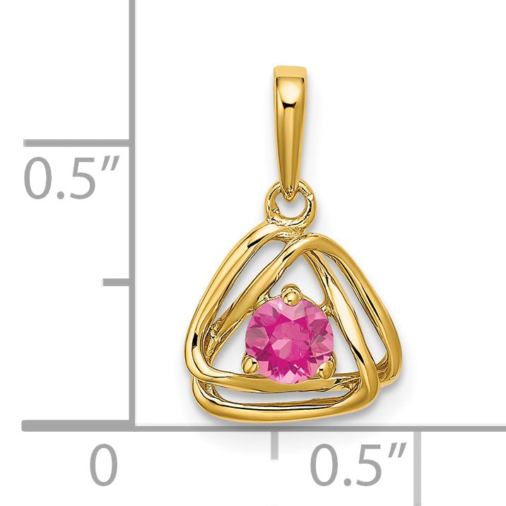 14k Yellow Gold 14k Pink Tourmaline Triangle Pendant