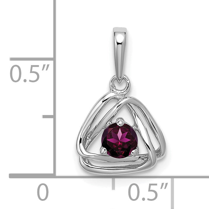 14k White Gold 14k White Gold Rhodolite Garnet Triangle Pendant