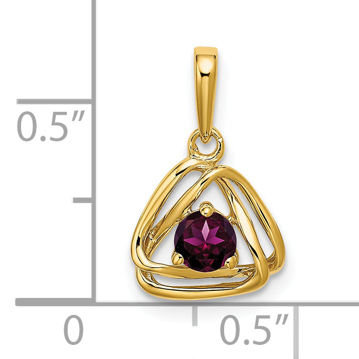 14k Yellow Gold 14k Rhodolite Garnet Triangle Pendant