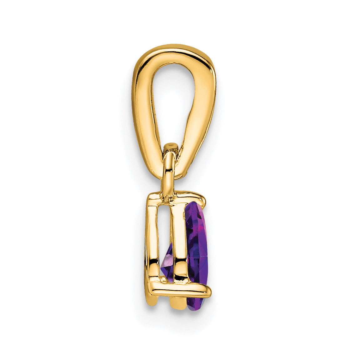 10K Yellow Gold Pear Amethyst And Diamond Pendant