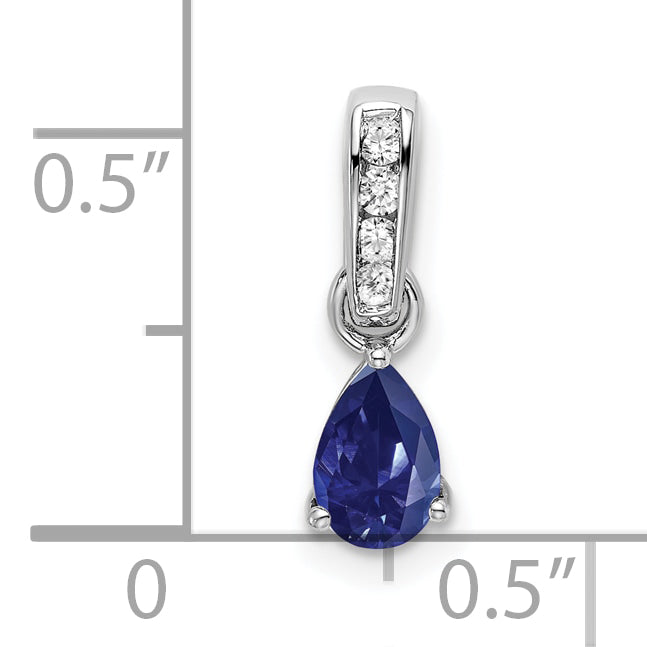 14k White Gold 1/20 Ct. Lab Grown Diamond VS/SI+ G+ and Lab Created Blue Sapphire Pendant
