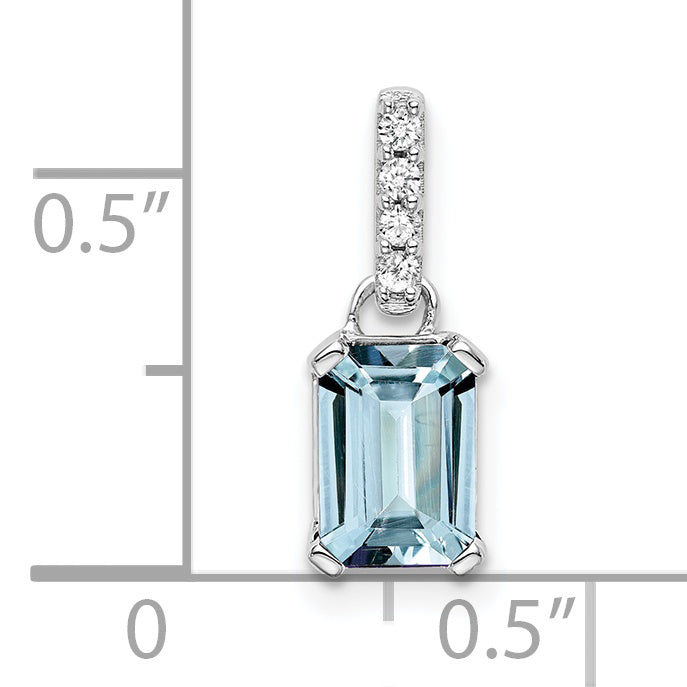 10K White Gold Aquamarine And Diamond Pendant