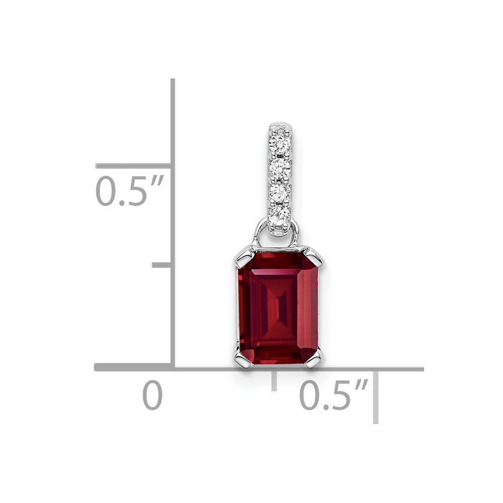 14k White Gold 1/20 Ct. Lab Grown Diamond VS/SI+ G+ and Lab Created Ruby Pendant
