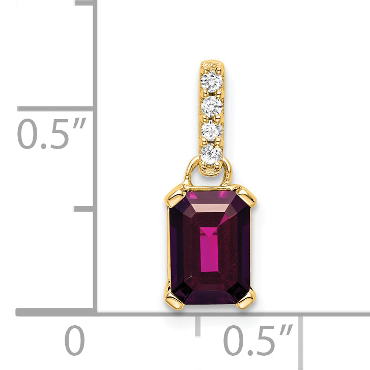 10K Yellow Gold Rhodolite Garnet And Diamond Pendant